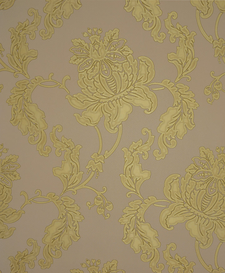 Beige Gold Flower Wallpaper