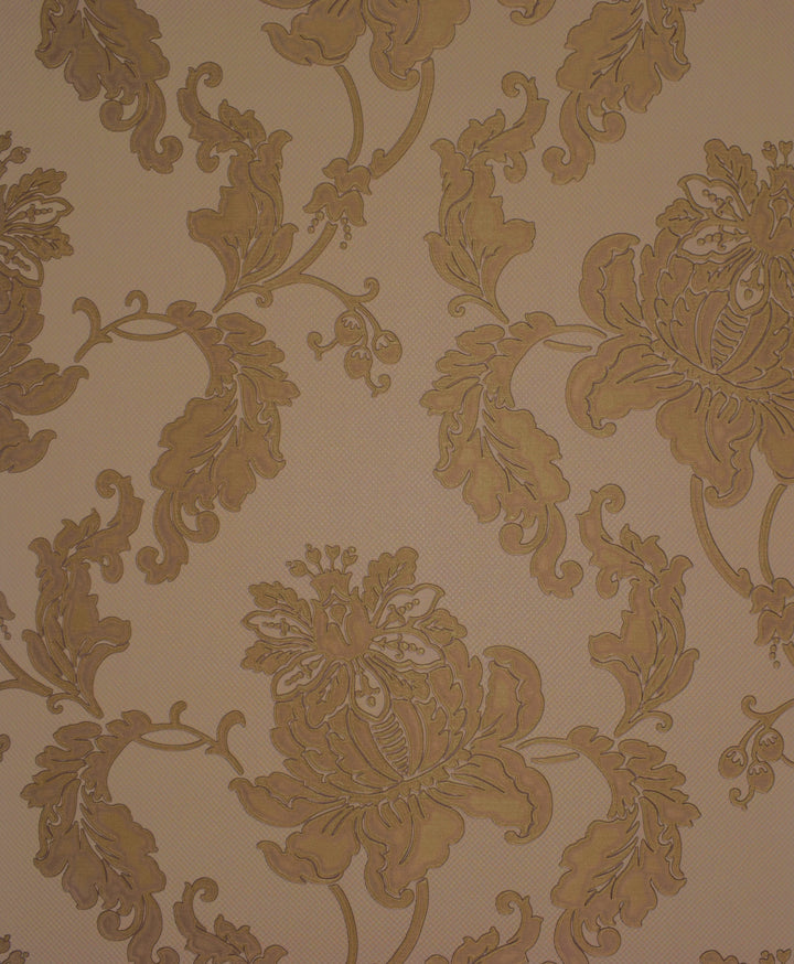 Cream Brown Flower Wallpaper