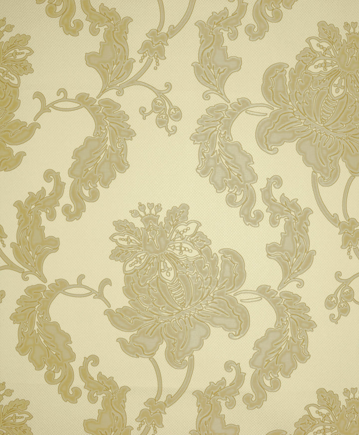 Gold Beige Flower Wallpaper