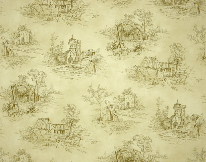 Cardiff Light Beige Toile Wallpaper 8254-34