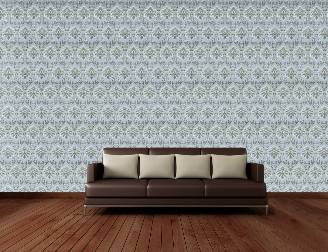 Brighton Icy Blue Medallion Wallpaper 1837-55