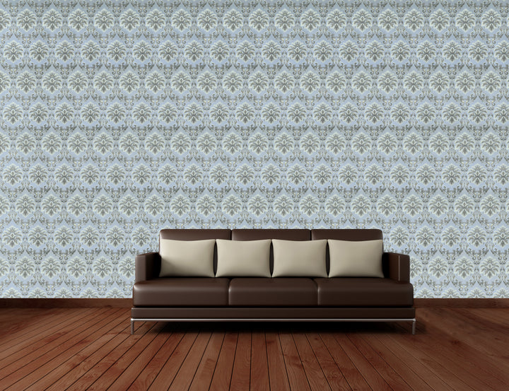 Brighton Icy Blue Medallion Wallpaper 1837-55
