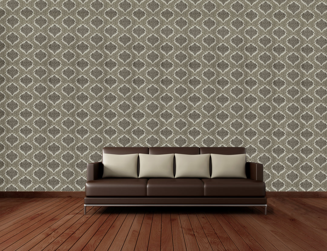 Brighton Walnut Brocade Wallpaper 1842-78