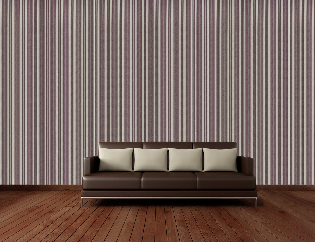 Brighton Plum Stripe Wallpaper 1843-66