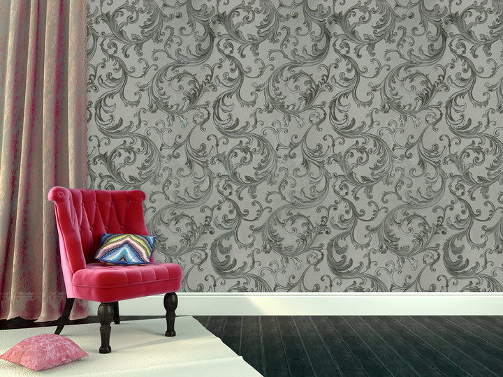Buckingham Palace 27 Grey Fern Wallpaper Sk104-41013