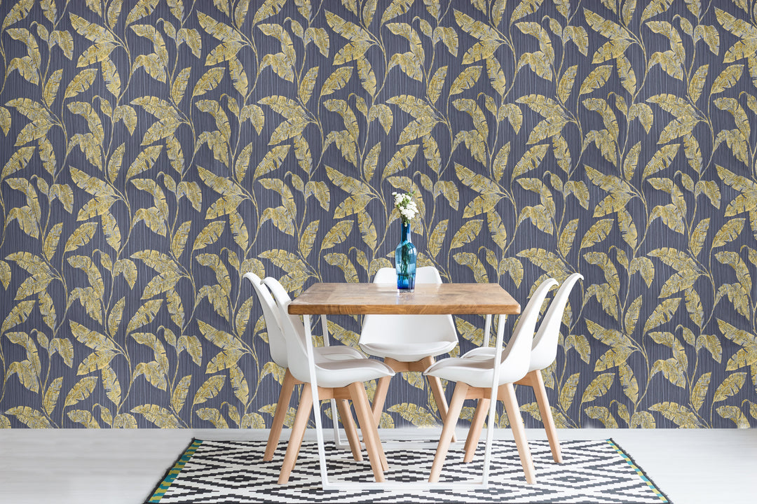 Cardiff Navy Feather Wallpaper 1819-54