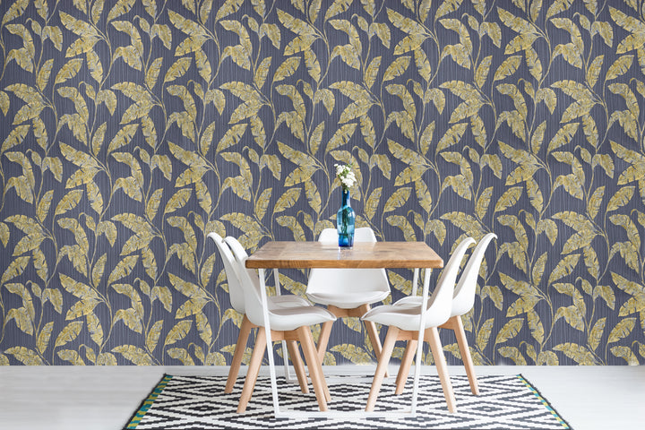 Cardiff Navy Feather Wallpaper 1819-54