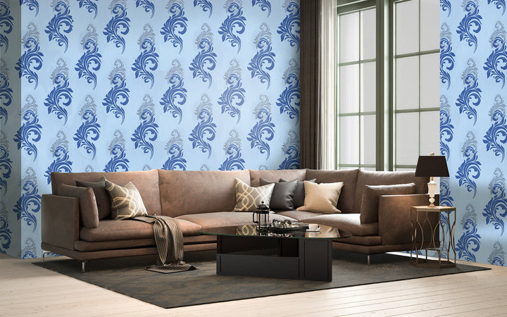 Cardiff Royal Blue Baroque Wallpaper 4378-27