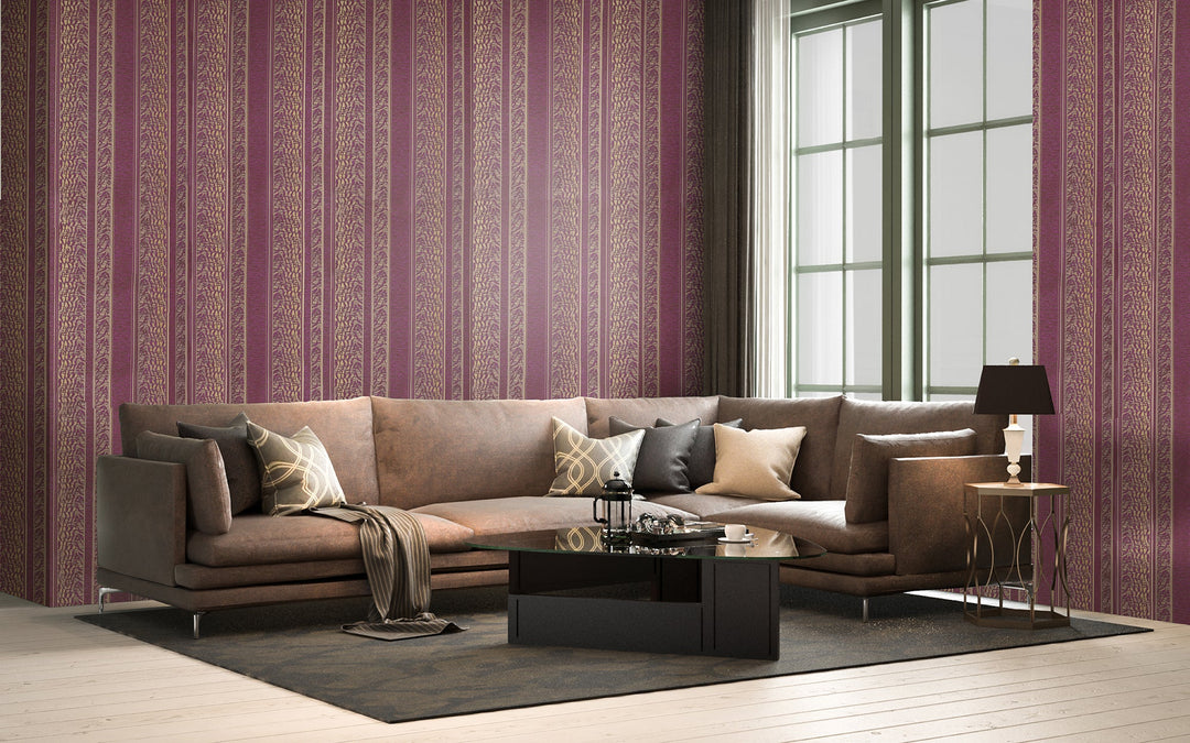 Cardiff Purple Stripe Wallpaper 8102-66