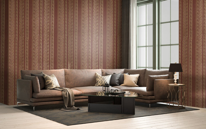 Cardiff Red Stripe Wallpaper 8102-69