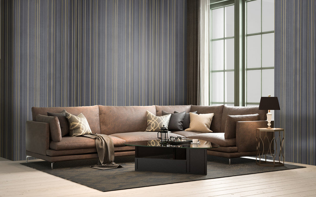 Cardiff Charcoal Stripe Wallpaper 8171-55
