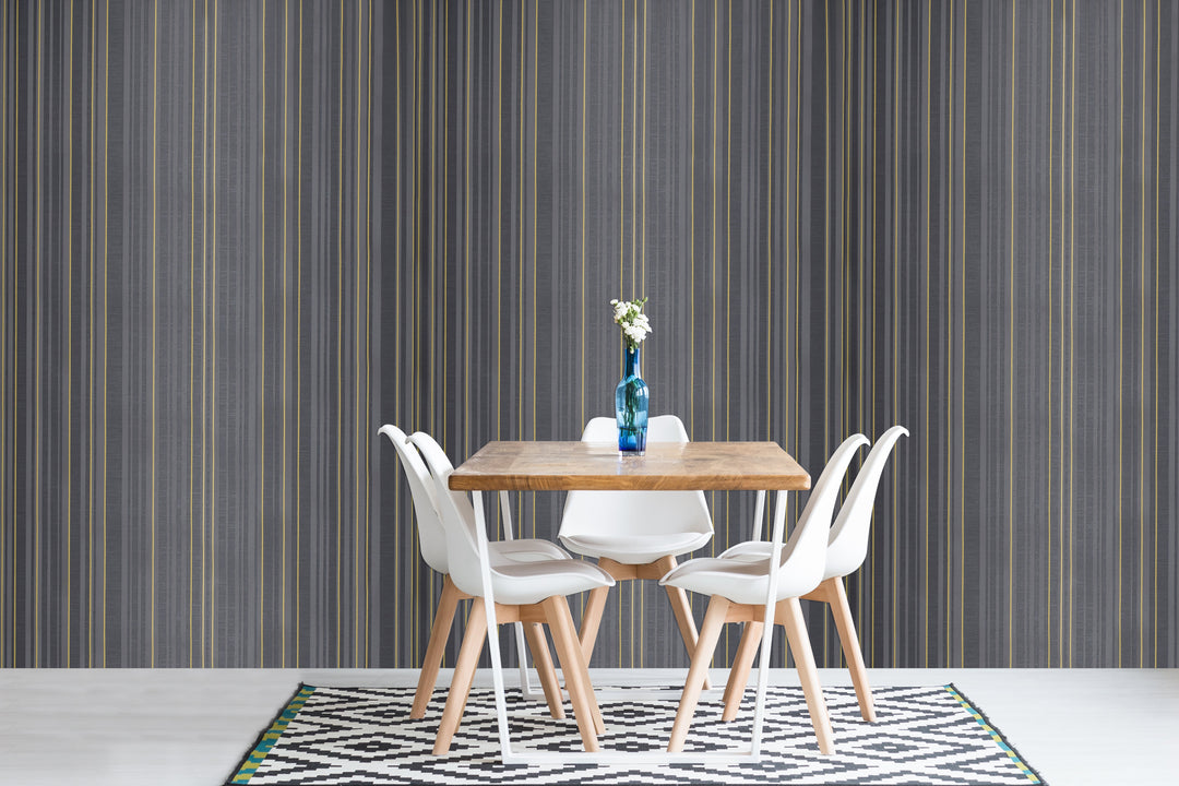 Cardiff Charcoal Stripe Wallpaper 8171-55