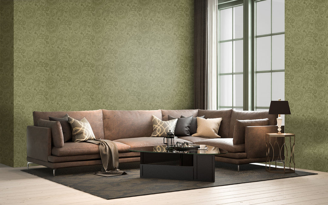 Cardiff Olive Texture Wallpaper 8203-88