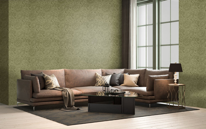 Cardiff Olive Texture Wallpaper 8203-88