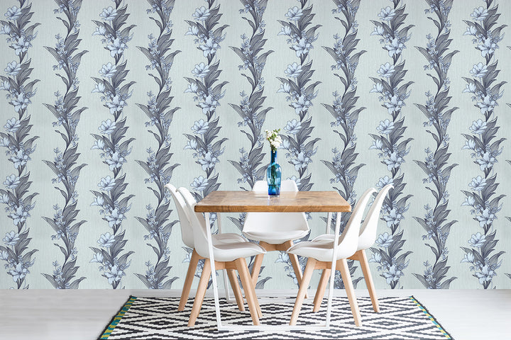 Cardiff Blue Leaf Wallpaper 8277-25