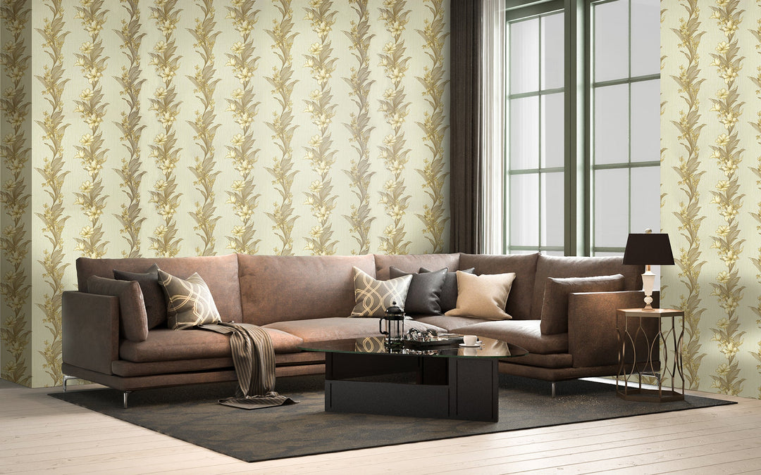 Cardiff Beige Leaf Wallpaper 8277-32