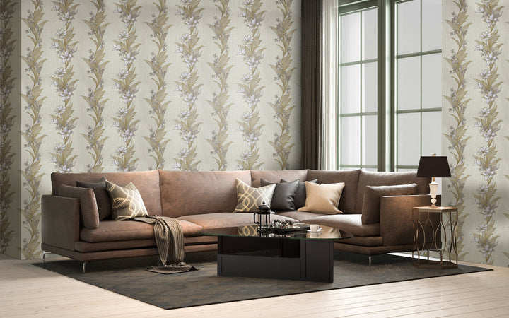 Cardiff Taupe Leaf Wallpaper 8277-67