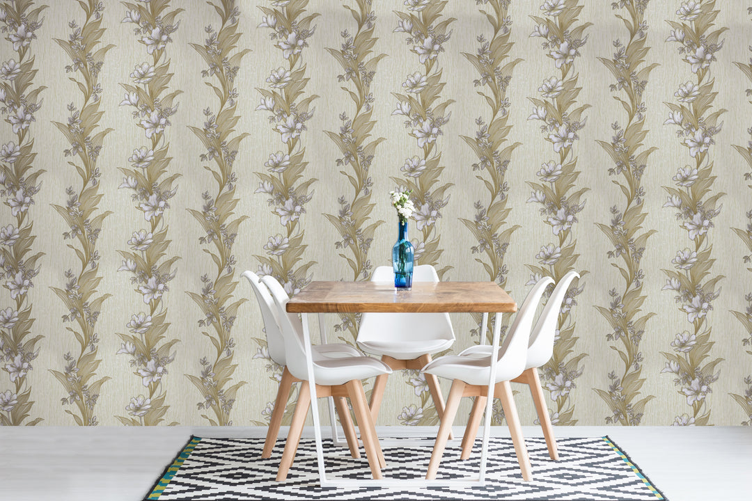 Cardiff Taupe Leaf Wallpaper 8277-67