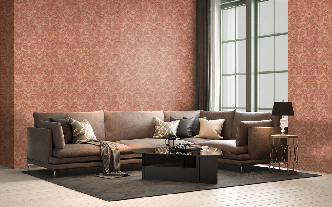 Cardiff Red Emboss Wallpaper 8316-66