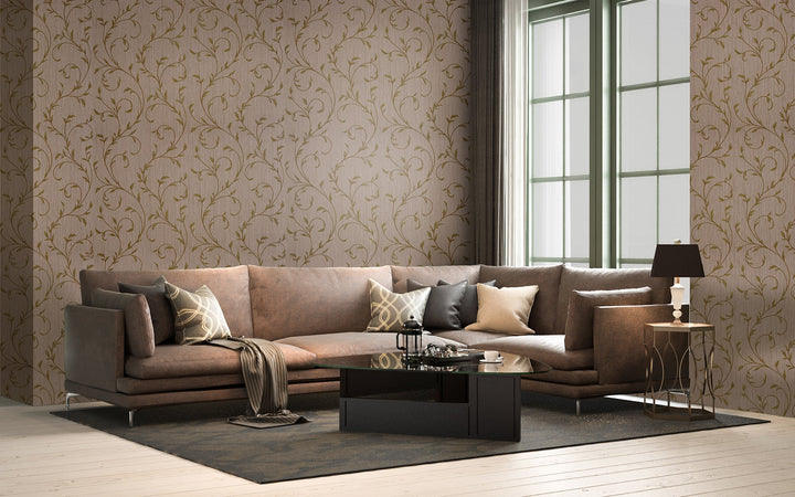 Cardiff Mocha Damask Wallpaper 8325-63
