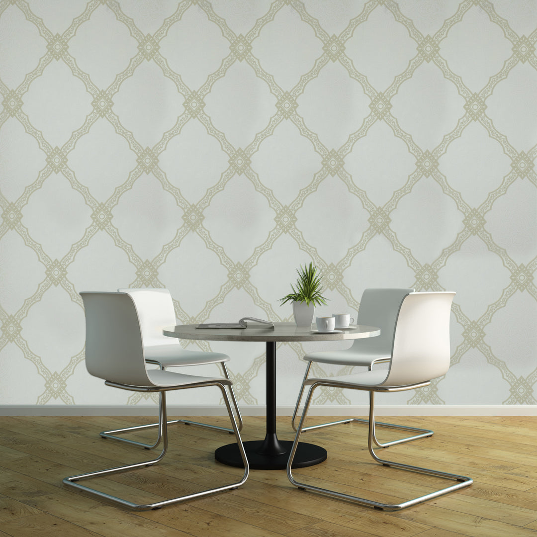 Holborn Pearl Grid Wallpaper L110202