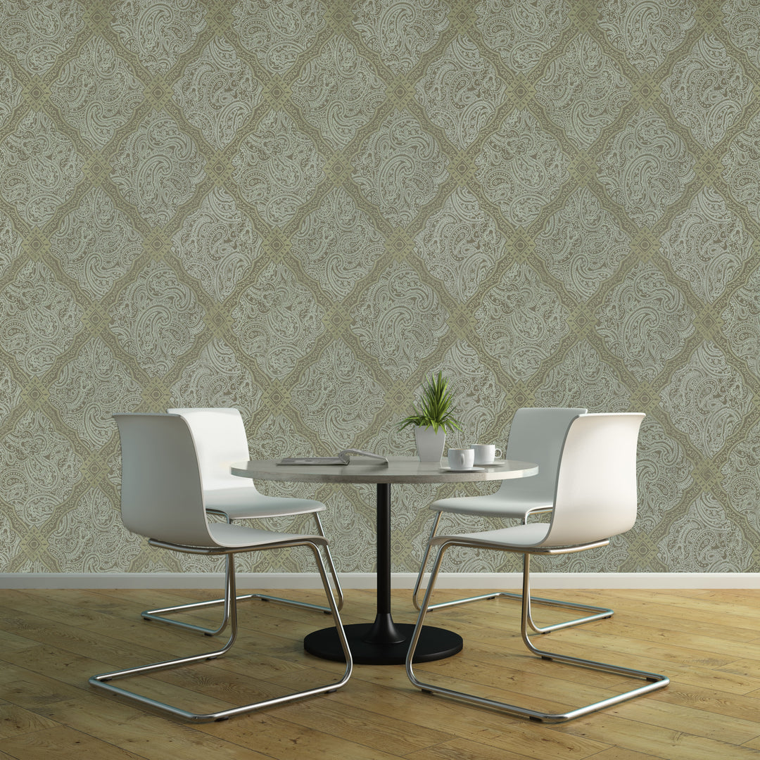 Holborn Olive Grid Wallpaper L110205