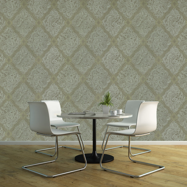 Holborn Olive Grid Wallpaper L110205