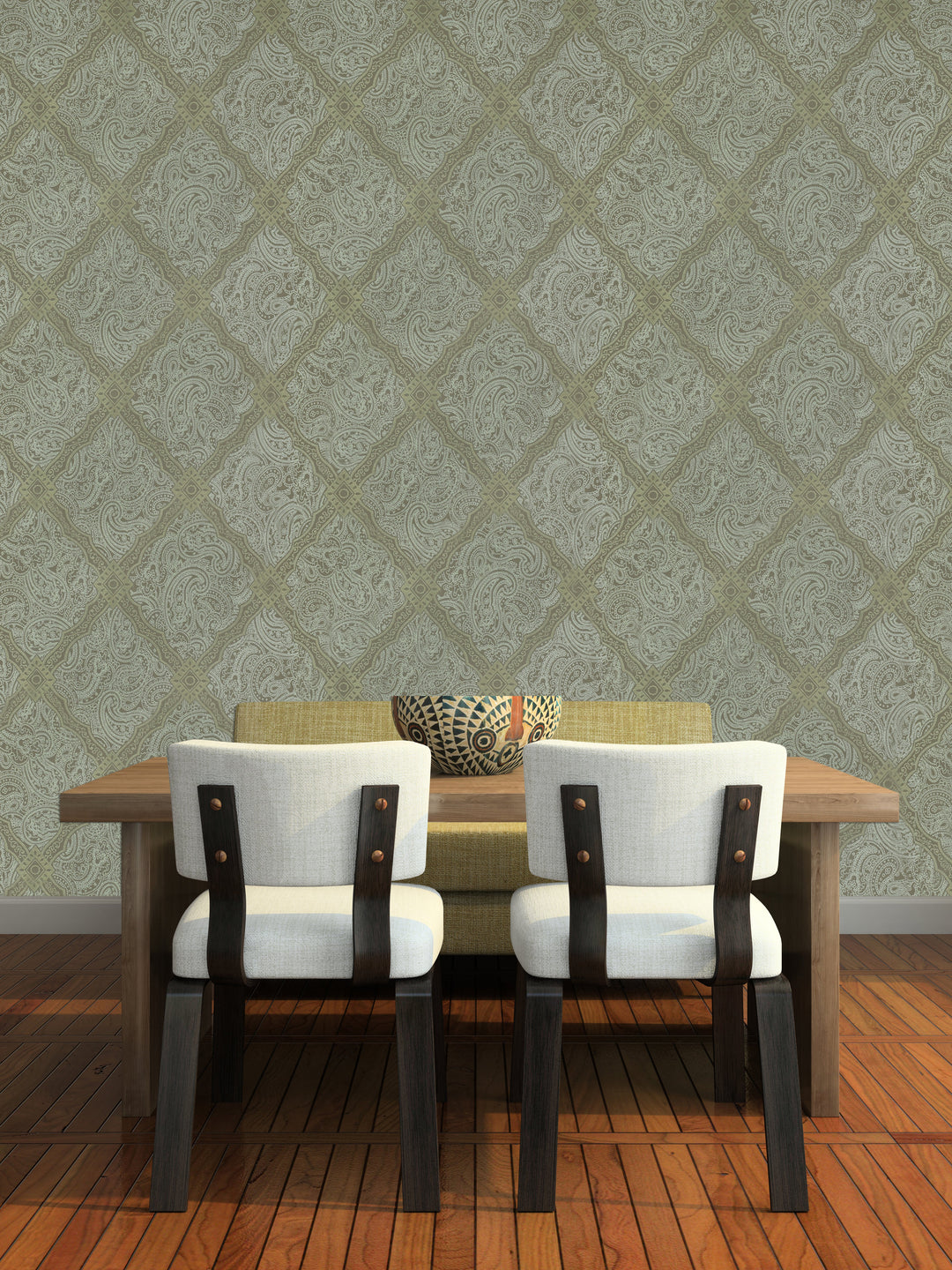 Holborn Olive Grid Wallpaper L110205