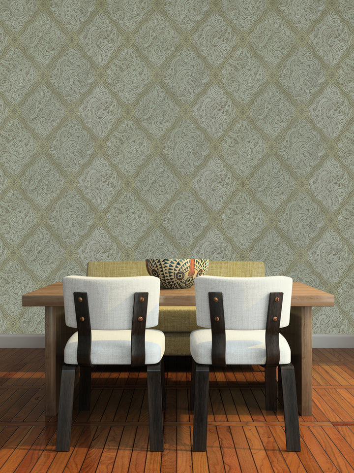 Holborn Olive Grid Wallpaper L110205