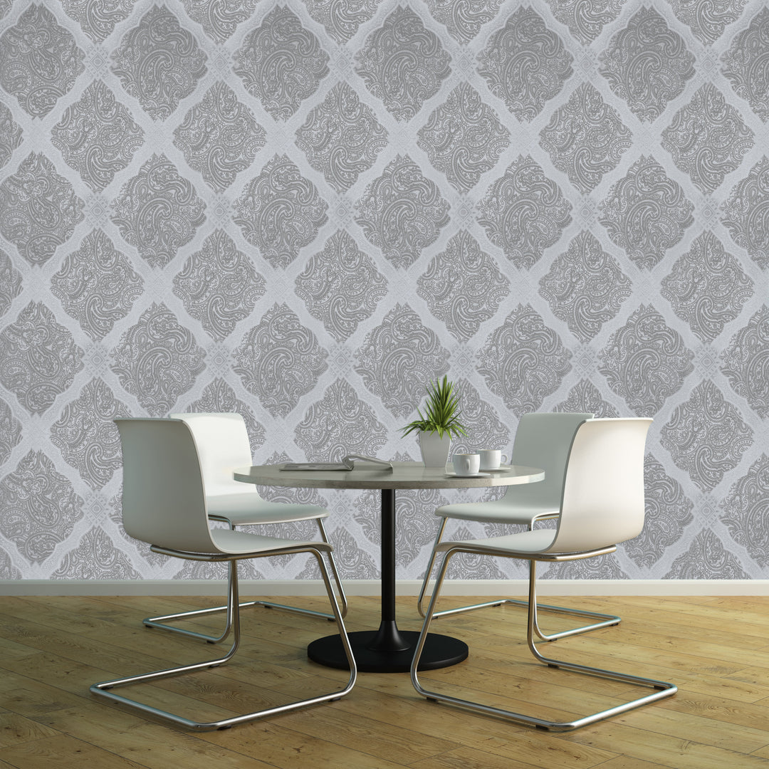 Holborn Silver Grid Wallpaper L110206