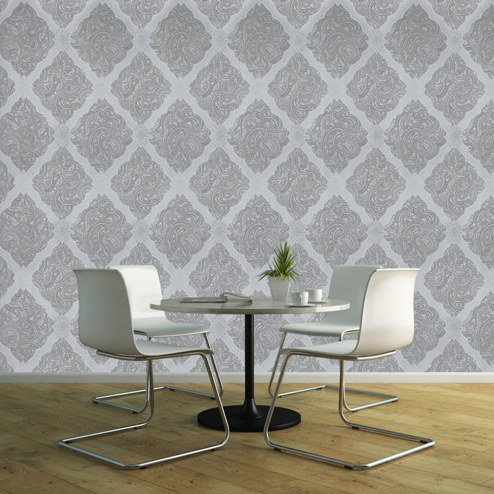 Holborn Silver Grid Wallpaper L110206