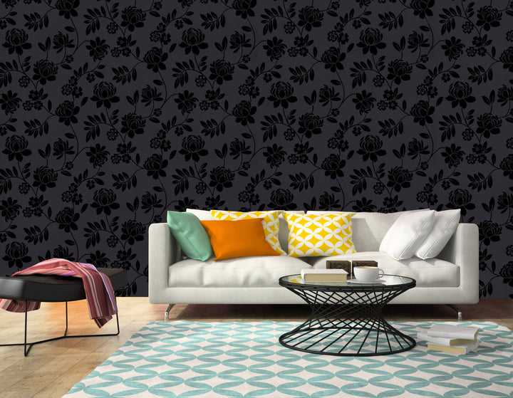 Hyde Park Ql Noir Floral Wallpaper Skg00116
