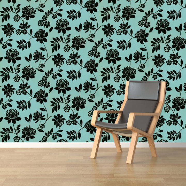 Hyde Park Ql Aqua Damask Wallpaper Skg00118