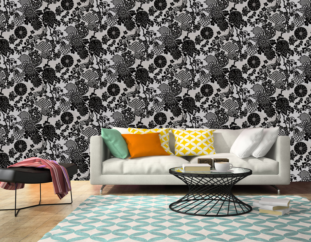 Hyde Park Ql Monochrome Rose Wallpaper Skg00142