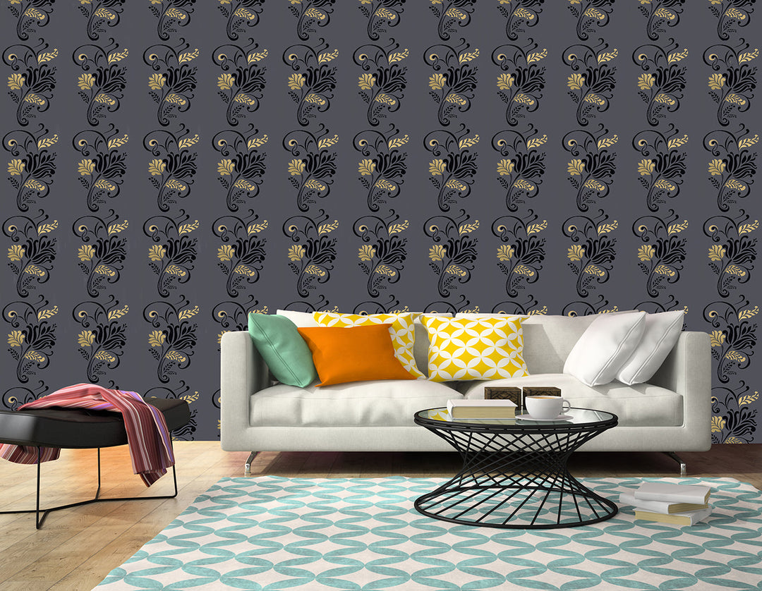 Hyde Park Ql Midnight Scroll Wallpaper Skg00188