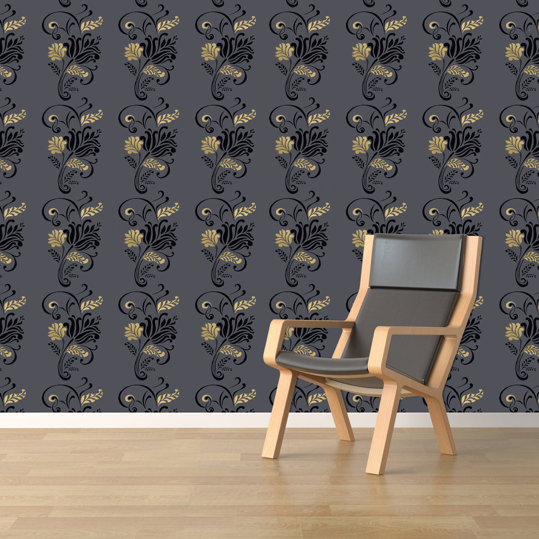 Hyde Park Ql Midnight Scroll Wallpaper Skg00188