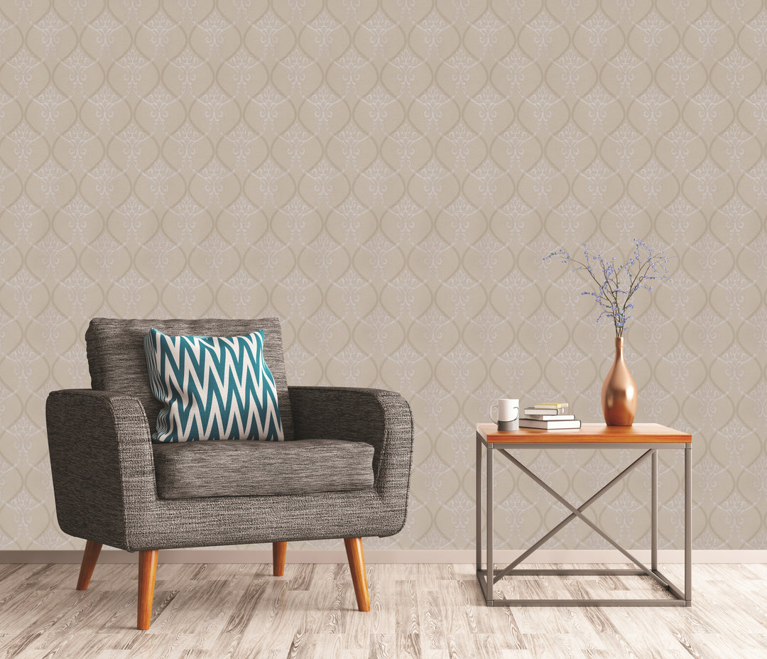 Kensington Pearl Damask Wallpaper Ke5114