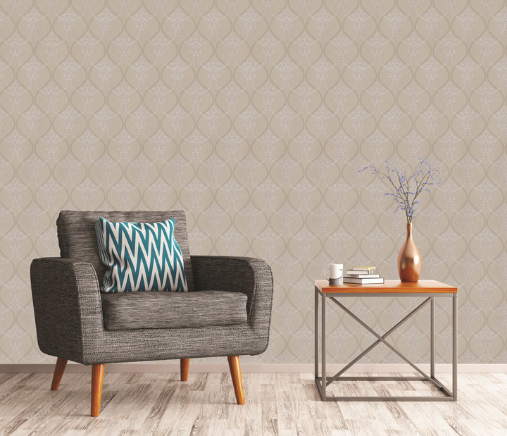Kensington Pearl Damask Wallpaper Ke5114