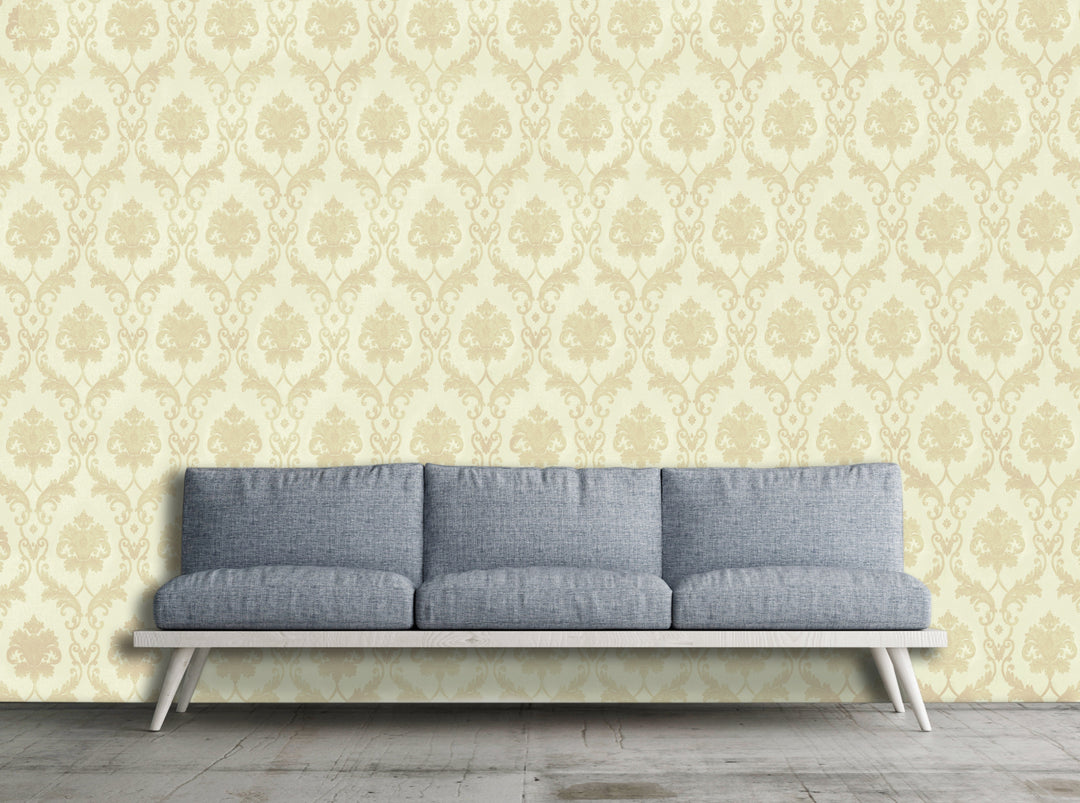 King Alfred A Pale Gold Damask Wallpaper Sk9432-01