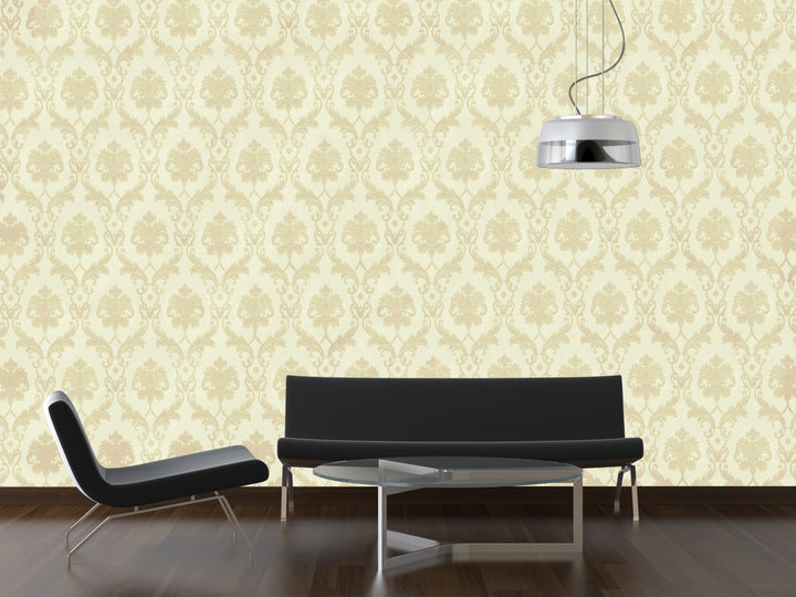 King Alfred A Pale Gold Damask Wallpaper Sk9432-01
