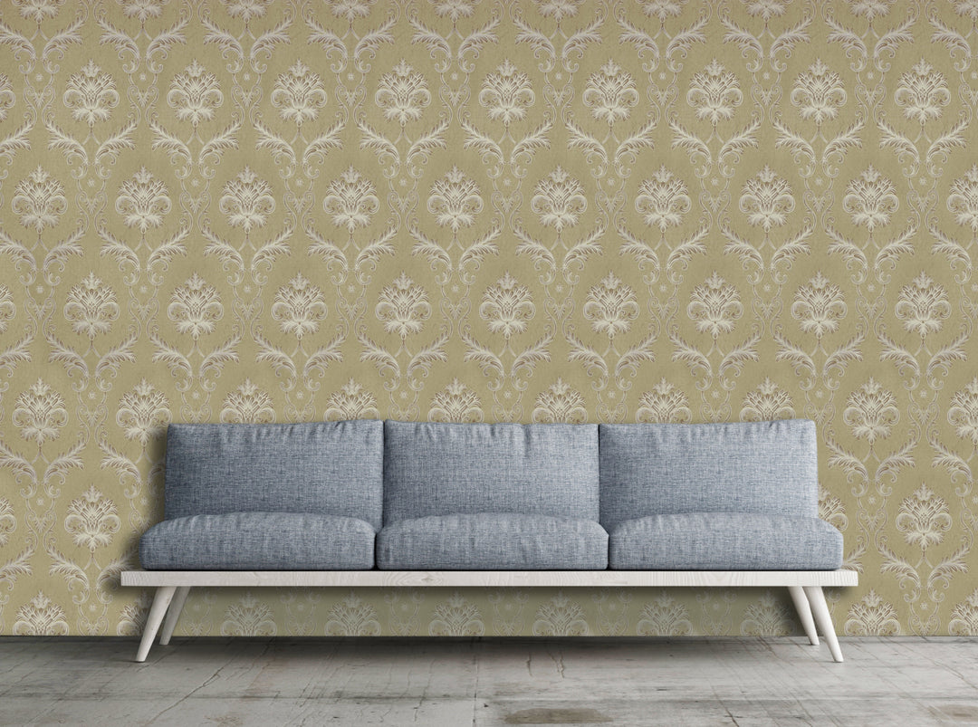 King Alfred A Caramel Damask Wallpaper Sk9432-06