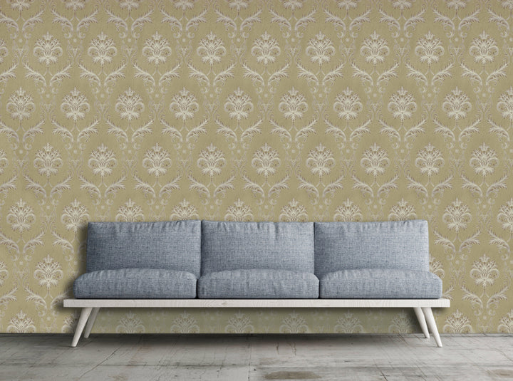 King Alfred A Caramel Damask Wallpaper Sk9432-06
