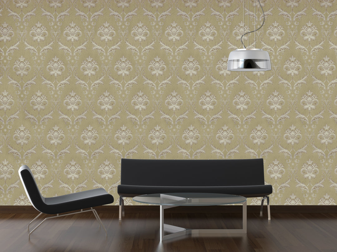 King Alfred A Caramel Damask Wallpaper Sk9432-06