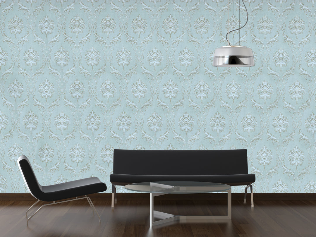 King Alfred A Aqua Damask Wallpaper Sk9432-07