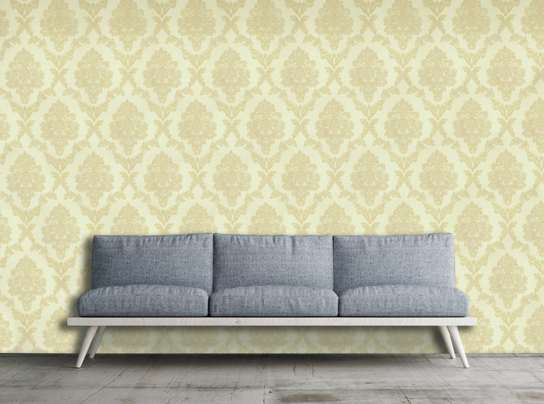 King Alfred A Beige Damask Wallpaper Sk9468-01