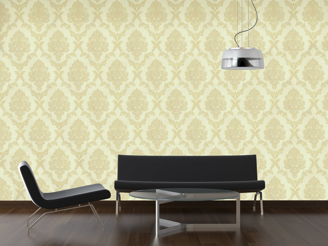 King Alfred A Beige Damask Wallpaper Sk9468-01