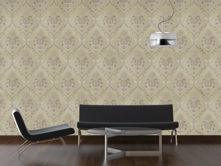 King Alfred A Tan Damask Wallpaper Sk9468-06