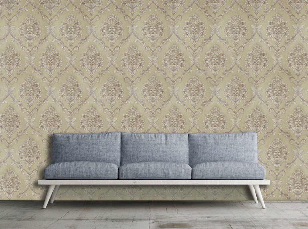 King Alfred A Tan Damask Wallpaper Sk9468-06