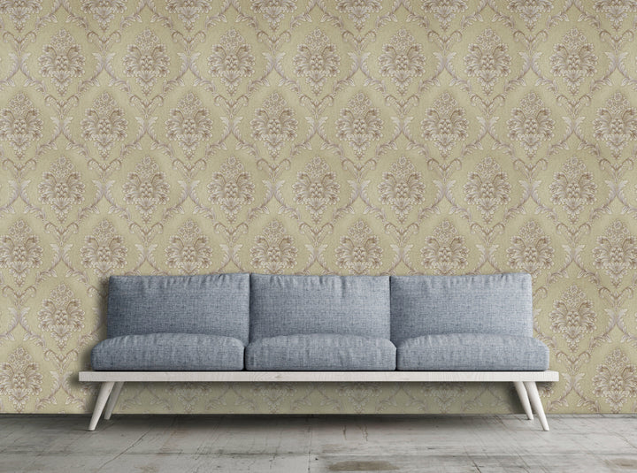 King Alfred A Tan Damask Wallpaper Sk9468-06