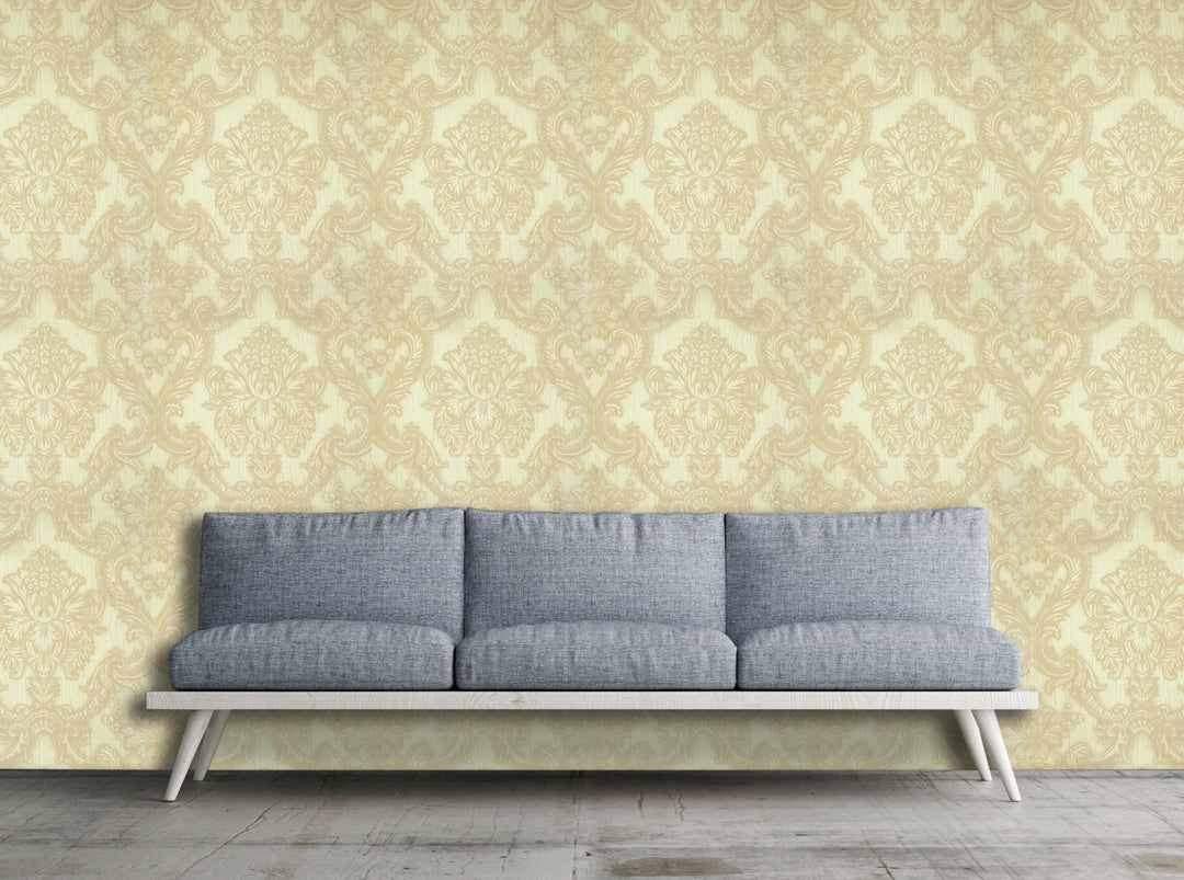 King Alfred A Cream Damask Wallpaper Sk9993-01